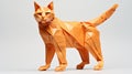 Orange Origami Cat Print In The Style Of Bjarke Ingels