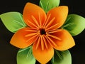 Orange origami flower