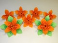 Orange origami flowers