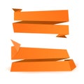 Orange origami shapes background.