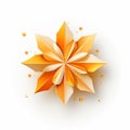 an orange origami star on a white background