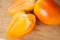 Orange oxheart heirloom tomatoes. Royalty Free Stock Photo