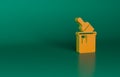 Orange Paint bucket with brush icon isolated on green background. Minimalism concept. 3D render illustration Royalty Free Stock Photo