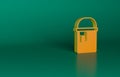 Orange Paint bucket icon isolated on green background. Minimalism concept. 3D render illustration Royalty Free Stock Photo