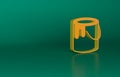 Orange Paint bucket icon isolated on green background. Minimalism concept. 3D render illustration Royalty Free Stock Photo