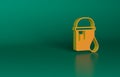Orange Paint bucket icon isolated on green background. Minimalism concept. 3D render illustration Royalty Free Stock Photo