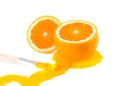 Orange and paints. Royalty Free Stock Photo