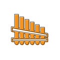 Orange Pan flute icon isolated on white background. Traditional peruvian musical instrument. Zampona. Folk instrument Royalty Free Stock Photo