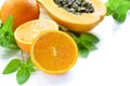 Orange, papaya and mint Royalty Free Stock Photo