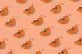 Orange papaya pattern top view on the minimal background