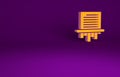 Orange Paper shredder confidential and private document office information protection icon isolated on purple background Royalty Free Stock Photo