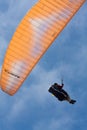 Orange paraglider at Torrey Pines Gliderport in La Jolla