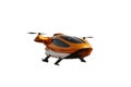 orange passenger drone taxi isolated on white background