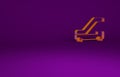 Orange Passenger ladder for plane boarding icon isolated on purple background. Airport stair travel. Minimalism concept