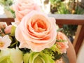 orange pastel rose bouquet,