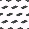 Isometric illustration of smartphones seamless pattern