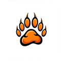 Orange paw print illustration featuring five distinct pads, each with sharp claw tips. The design Royalty Free Stock Photo