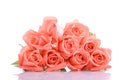 Orange peach color tone of rose flower bouquet on white background Royalty Free Stock Photo