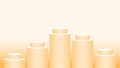 Orange pedestal cylinder circle 5 steps for cosmetics showcase, podium circle stage orange soft pastel, platform five steps and