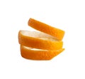 orange peel, orange rind rings spiral isolated Royalty Free Stock Photo
