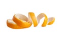 orange peel, orange skin spiral on white background isolated Royalty Free Stock Photo