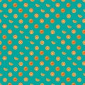 Orange with peel and orange slice seamless vector geometric pattern. Royalty Free Stock Photo