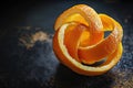 Orange Peel Spiral on Dark Background Royalty Free Stock Photo