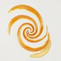 Orange peel spirals into a hypnotic pattern against a plain, light background. The Royalty Free Stock Photo