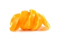 Orange with peeled spiral skin isolated on white background Royalty Free Stock Photo