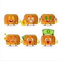 Orange pencil case cartoon character with cute emoticon bring money Royalty Free Stock Photo