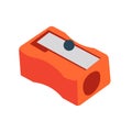 Orange pencil sharpener vector illustration in flat design style, school supplies clip art Royalty Free Stock Photo