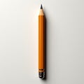 Minimalist Orange Pencil On White Background