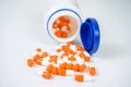 Orange pharmacy capsules Royalty Free Stock Photo