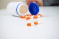 Orange pharmacy capsules Royalty Free Stock Photo
