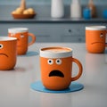 A orange photo of a group of coffee cups.
