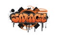 Orange phrase - savage in graffiti style with paint splatter