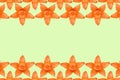 Orange physalis pattern background, flat lay with copy space