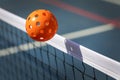 Orange Pickleball over net