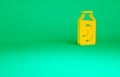 Orange Pickled cucumbers in a jar icon isolated on green background. Minimalism concept. 3d illustration 3D render