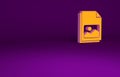 Orange Picture landscape icon isolated on purple background. Minimalism concept. 3d illustration 3D render