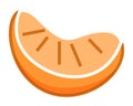 Orange piece or mandarin, slice of citrus, sweet summer fruit isolated at white, simple vector icon Royalty Free Stock Photo