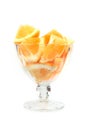 Orange pieces in bowl isolated