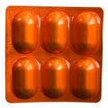 Orange pills blister pack Royalty Free Stock Photo