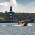 Orange pilot ship Royalty Free Stock Photo