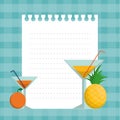 Orange pineapple cocktails and paper design Royalty Free Stock Photo