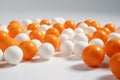 Orange ping pong balls with white balls generative AI