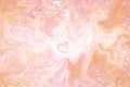 Orange pink agate multicolored digital texture. Pale color flow. Golden marbling abstraction. Digital suminagashi