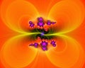 Orange purple fractal, flowery elegant sparkling contrasts lights, texture, abstract background Royalty Free Stock Photo