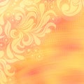 Orange pink gold vibrant mandala paisley floral pattern border grunge wall spray paint texture abstract background Royalty Free Stock Photo