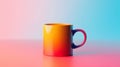 Orange Pink Gradient Ceramic Mug on Pastel Background Royalty Free Stock Photo